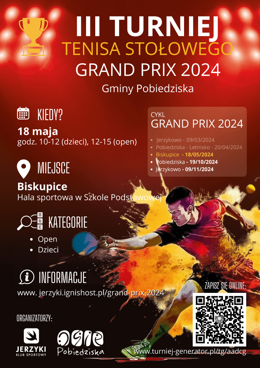 Plakat turnieju III Turniej Tenisa Stołowego - Grand Prix 2024 (Biskupice)